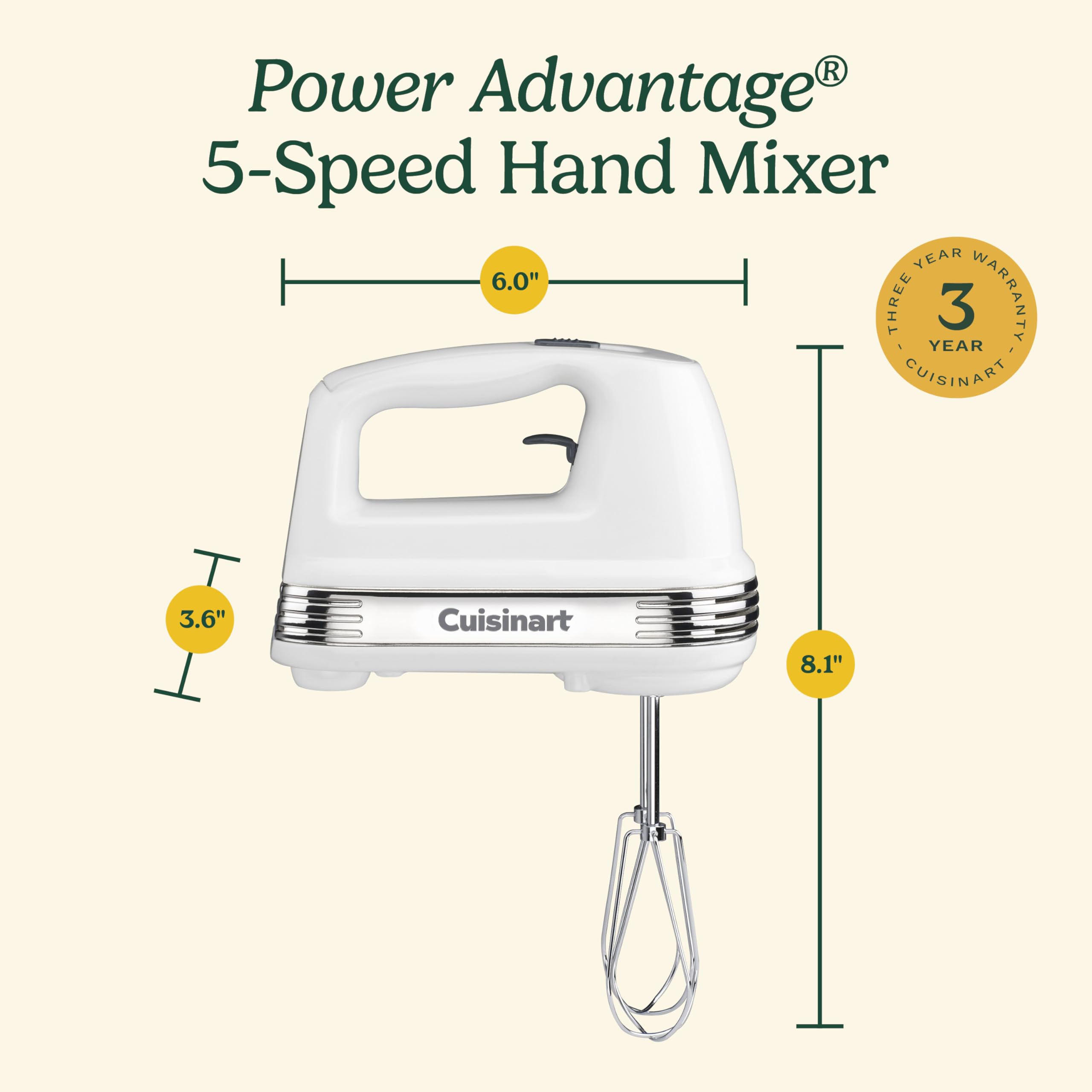 Amazon.com: Cuisinart Power Advantage 5-Speed Hand Mixer, 220W